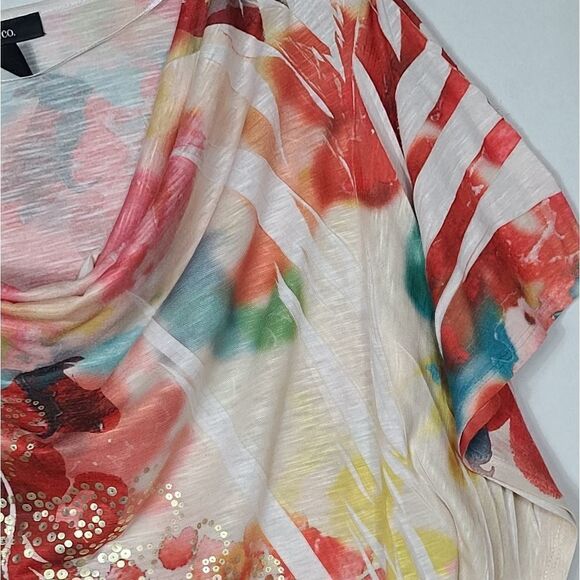 Style & Co Multi Color Scoop Neck Blouson Top - Picture 10 of 11